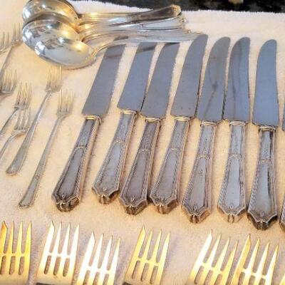 Lot #135  Lot of Vintage Sterling Silver Flatware - 70 pcs. Jennings Silver Co. "Georgian Maid"