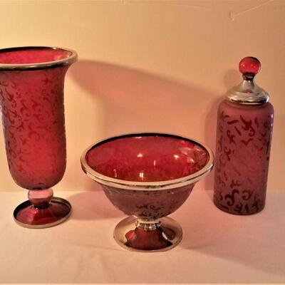 Lot #137  Contemporary Red Glass Lot