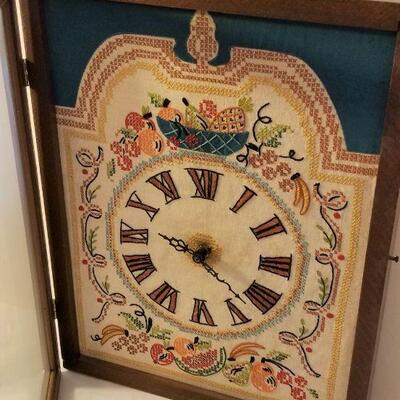 Lot #139  Vintage Needlepoint Clock in Case
