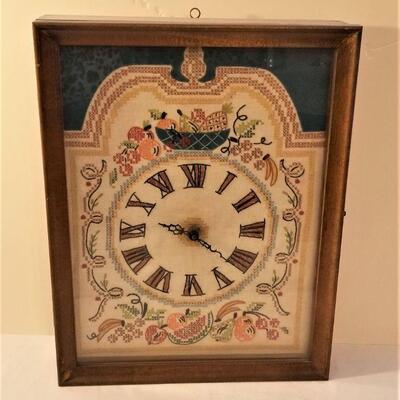 Lot #139  Vintage Needlepoint Clock in Case