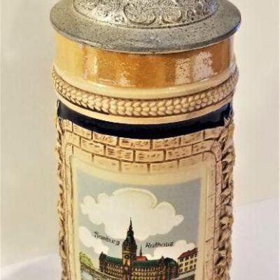 Lot #156  Two vintage small decanters and nice German Stein