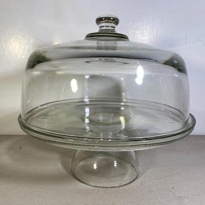 Lot# 155 Covered Cake Plate Pedestal Heavy Glass 