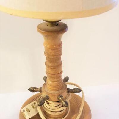 Lot #164  Ship's Wheel Glass holder - Small Lamp with Ship's Wheel motif
