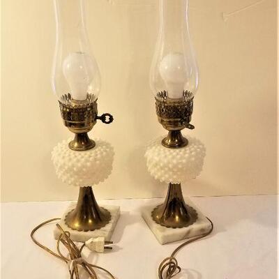 Lot #171  Pair of Vintage Hurricane Style Lamps
