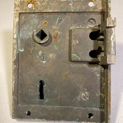 Lot# 165 s Vintage Door Hardware Lot Knobs Locks Back plate Brass Steel Steampunk Industrial  Repurpose 