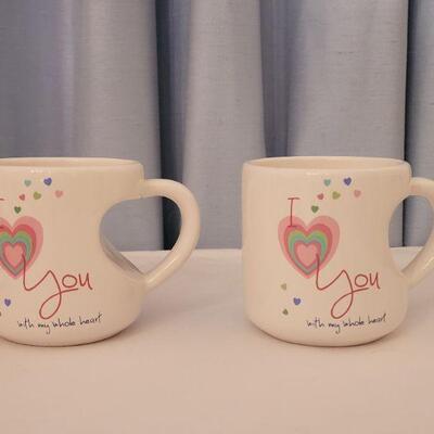 Lot 10: New Valentine's Day Disposable Plates, Napkins, Window Decoration, (2) Coffee Mugs & Plushie