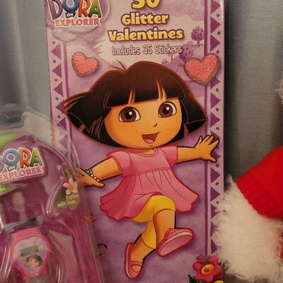 Lot 17: NEW Talking Bear, Dora the Explorer Valentine's Day Cards, Watch, Books and Mini Notebook Gifts