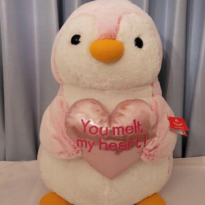 Lot 18: NEW Large Valentine's Soft Penguin Plushie 