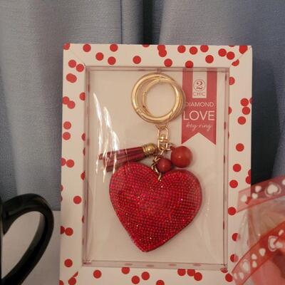 Lot 19: NEW Valentine's Coffee Cup, Keychain and Soap, Bath Ball and Candle