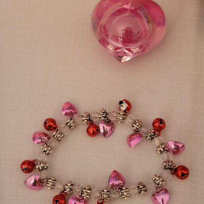 Lot 23: NEW Valentine's Bracelet, Shoe Clips, Gloss, Scarf and Plushie