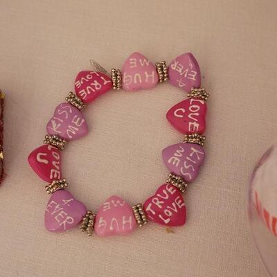 Lot 25: NEW Valentine's Day Bracelet, Earrings,  Socks, Zipper Pouch and Plushie