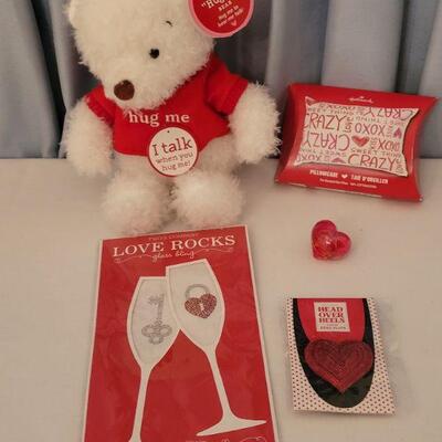 Lot 52: NEW Valentine's Day Shoe Clips, Bling for Glasses, Lip Gloss, Pillowcase and Talking Bear