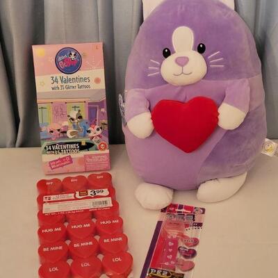 Lot 53: NEW Valentine's Day Cards, Fun Dough Gifts, Pez and Soft Plushie