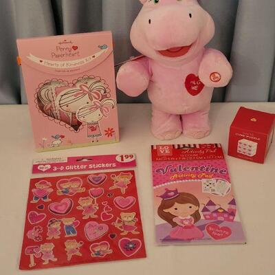 Lot 56:  NEW Valentine's Day Animated Hippo, Valentine's Day Cards, Activity Pad, Stickers and Cube Puzzle