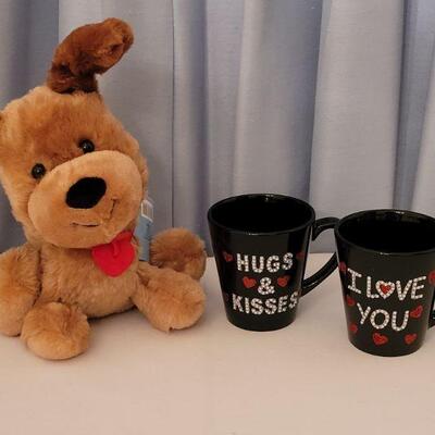 Lot 60:  New (2) Coffee Mugs and an Animated Pup