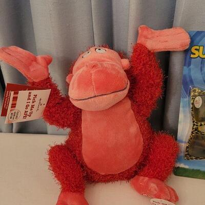 Lot 62. New Animated Valentine's Ape, Recordable Heart Keychain, Socks, Make Up Brushes and Pouch, Heart BeaN bags, Sunglasses &...