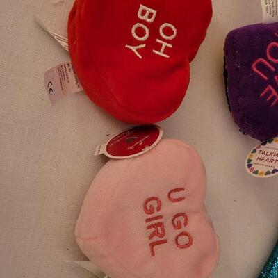 Lot 62. New Animated Valentine's Ape, Recordable Heart Keychain, Socks, Make Up Brushes and Pouch, Heart BeaN bags, Sunglasses &...