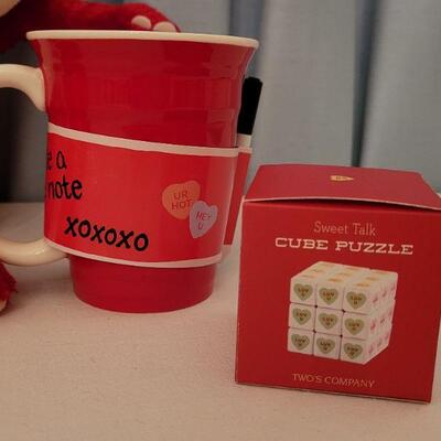 Lot 67: New Valentine's Day Animated Monkey, (2) Coffee Mugs and (2) Cube Puzzles