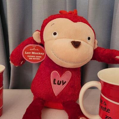 Lot 67: New Valentine's Day Animated Monkey, (2) Coffee Mugs and (2) Cube Puzzles