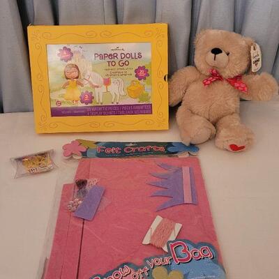 Lot 73: NEW Paper Dolls, Crafting Activity and Teddy Bear