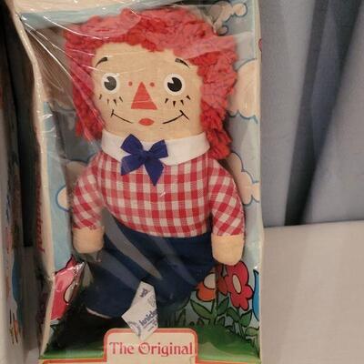 Lot 74: NEW Old Stock Raggedy Ann & Andy Dolls and Dish Set