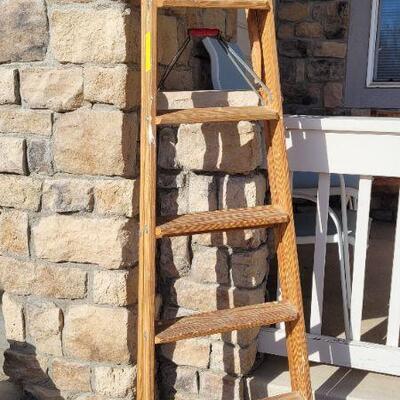 Lot 76: Vintage Wooden 6 Foot Type 3 Step Household Ladder