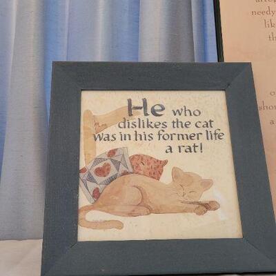Lot 82: (2) Cat Themed Home Deco Wall Art Selections 