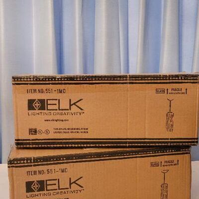Lot 97: (2) New ELK Deisgner Handblown Art Glass Lighting Hanging Light Fixtures