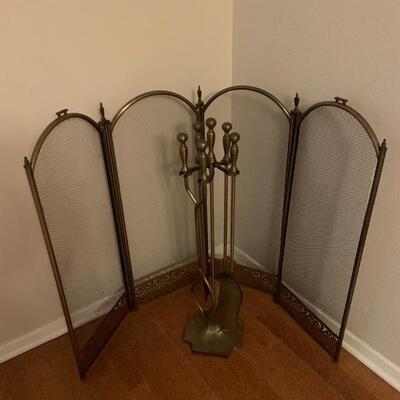 Brass Fireplace Set