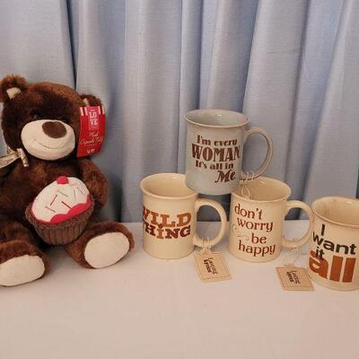 Lot 187: NEW Lasting Lyrics Coffee Cups & Plushie