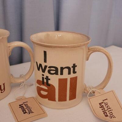 Lot 187: NEW Lasting Lyrics Coffee Cups & Plushie