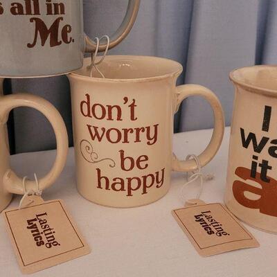 Lot 187: NEW Lasting Lyrics Coffee Cups & Plushie