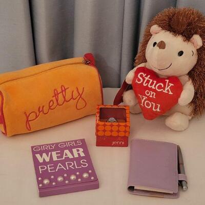 Lot 192: New Makeup Bag, Lip Gloss Ring, Notepads and Plushie