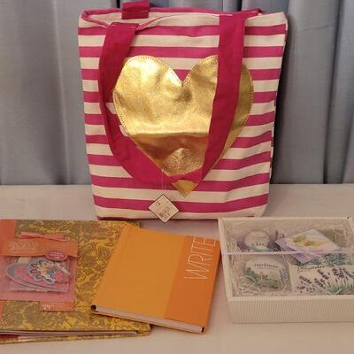 Lot 197: New Tote Bag, Journal, Scrapbook and Bath Set