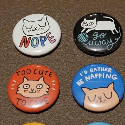 Lot 207: NEW Kitty Button/Pins and (2) Magnets