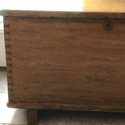A - 231   Antique Dovetail Pine Blanket Chest  