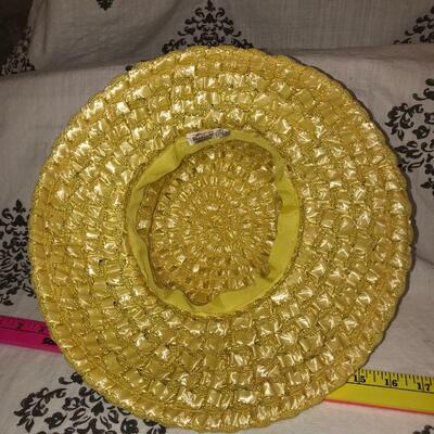 Vintage Cartwheel Style Hat = Yellow