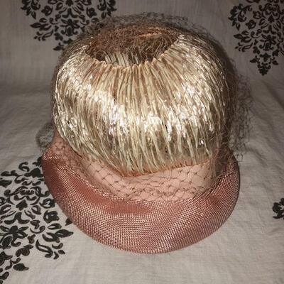 Vintage Pink Cloche Style Hat with veil