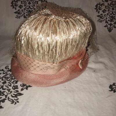 Vintage Pink Cloche Style Hat with veil