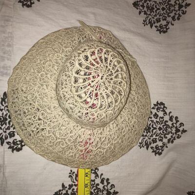 Cream colored Vintage Cartwheel Hat 