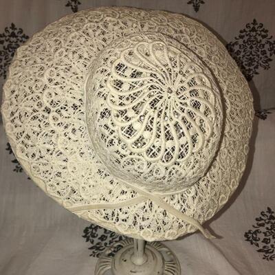 Cream colored Vintage Cartwheel Hat 