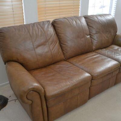 LOT 41 SOFA WITH TWO BUILT IN RECLINERS