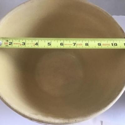 A - 260. Two Antique Vintage Large Yellow ware Pottery Mixing Bowls