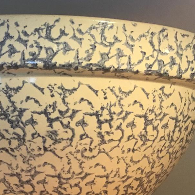 A - 261   Extra Large Vintage Spatterware Pottery Bowl