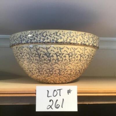 A - 261   Extra Large Vintage Spatterware Pottery Bowl