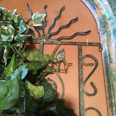 Wood and Cast Iron Upcycled Window Art 32â€ x 20â€. LOT 27