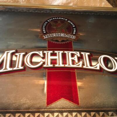 MICHELOB Large Commercial Bar Mirror 34â€ x 22â€. LOT 33