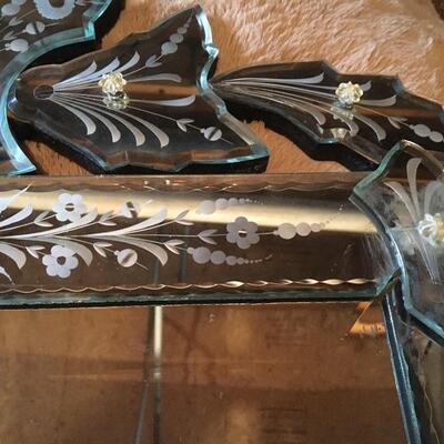 Antique Deco Large Heavy Beveled Wall Mirror 21â€ x 38â€. LOT 34