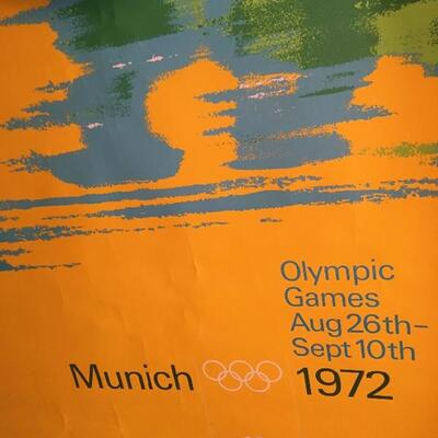 1972 Munich Olympics Original Poster by Artist Otl Aicher 46 x34â€. LOT 35