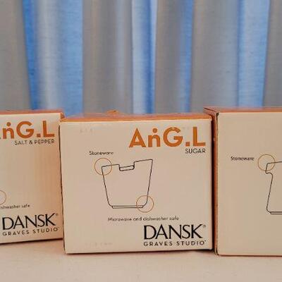 Lot 10: (3) NEW Michael Graves DANSK AnG.L Creamer, Sugar and Salt/Pepper DESIGNER